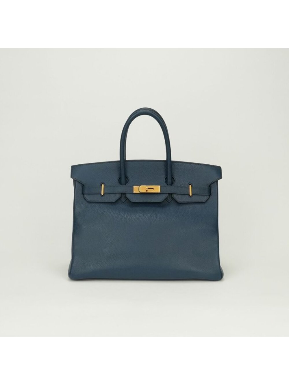Hermes Birkin 35 Ardennes Blue Bleu Roi Navy Gold Handbag Vache Liegee